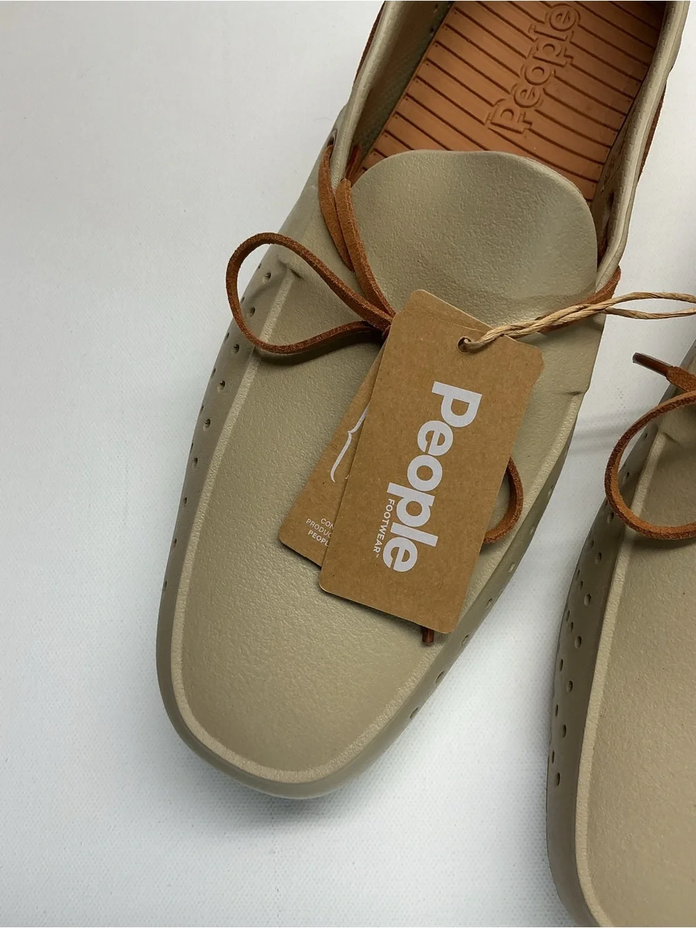 Footwear Men’s Khaki Boat Shoes with Tan Laces